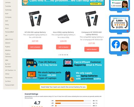 website thubmnail of Laptopbatteries.co.uk