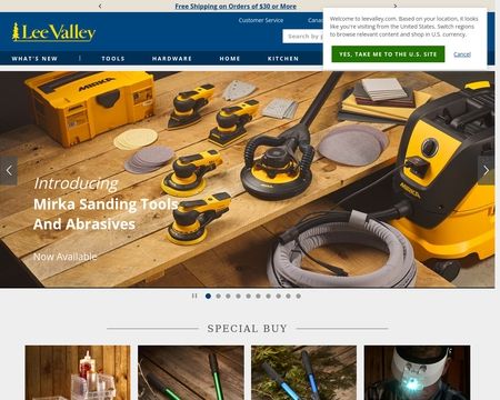 website thubmnail of Lee Valley Tools