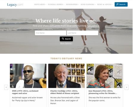 website thubmnail of Legacy.com