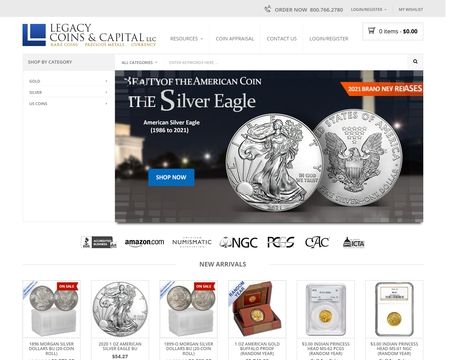 website thubmnail of Legacycoinsonline