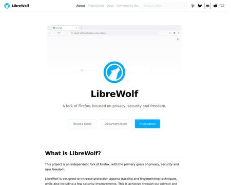 website thubmnail of Librewolf.net