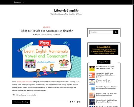 website thubmnail of Lifestylesimplify