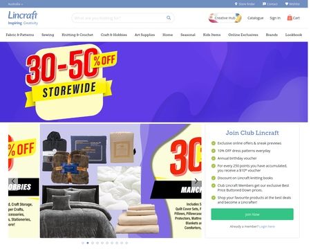 website thubmnail of Lincraft.com.au
