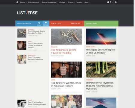 website thubmnail of Listverse
