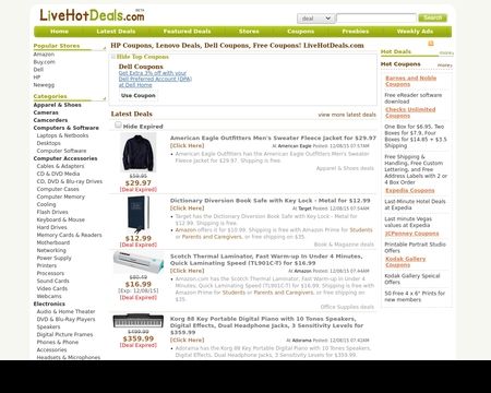 website thubmnail of LiveHotDeals.com