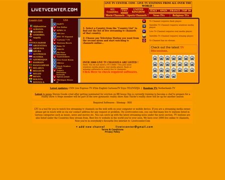 website thubmnail of Livetvcenter