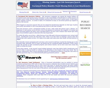 website thubmnail of LostLifeInsurancePolicy