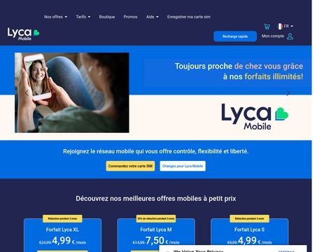 website thubmnail of Lycamobile.fr
