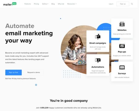 website thubmnail of Mailerlight