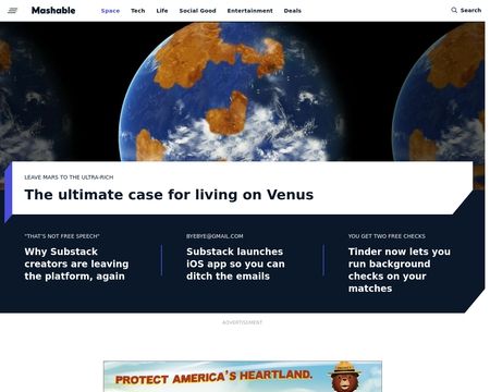 website thubmnail of Mashable