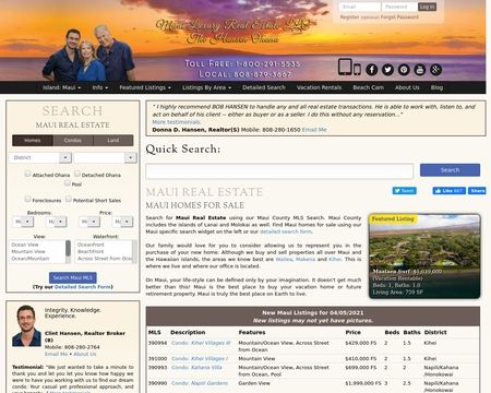 website thubmnail of Maui Real Estate