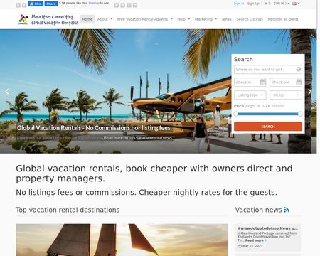 website thubmnail of Mauritius Connecting Global vacation rentals