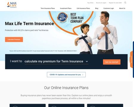 website thubmnail of Max Life insurance Co. Ltd.