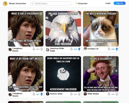 website thubmnail of Meme Generatorr