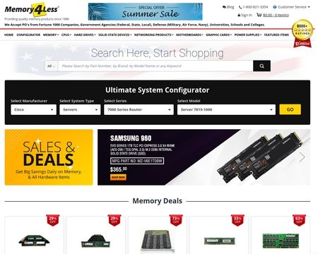 website thubmnail of Memory4Less