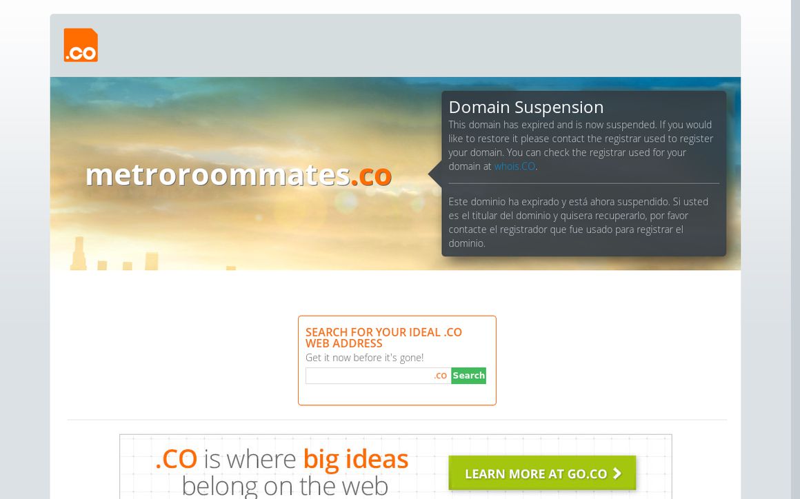 website thubmnail of Metro Roommates