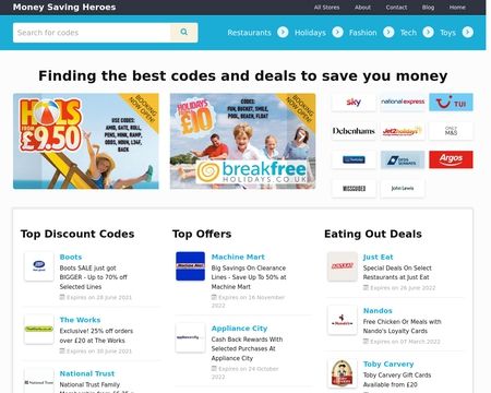 website thubmnail of Moneysavingheroes.co.uk
