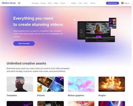 website thubmnail of Motion Array