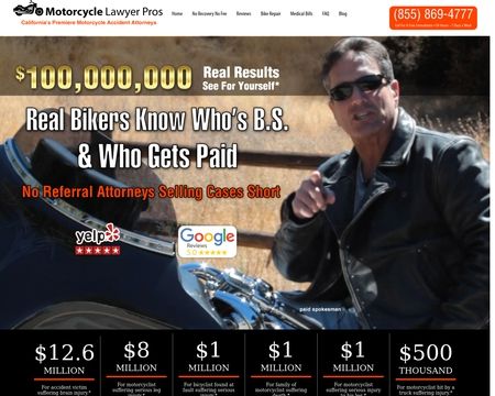 website thubmnail of Motorcycle Lawyer Pros