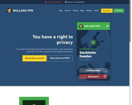 website thubmnail of Mullvad.net