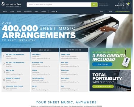 website thubmnail of Musicnotes