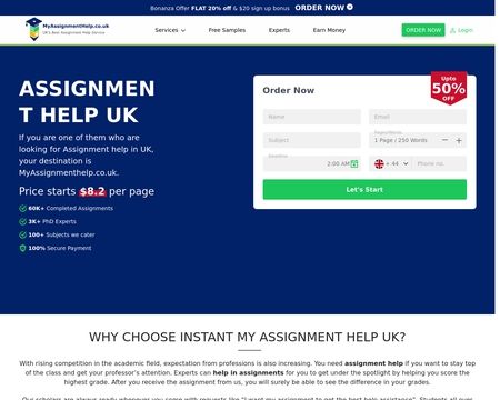 website thubmnail of My Assignment Help UK