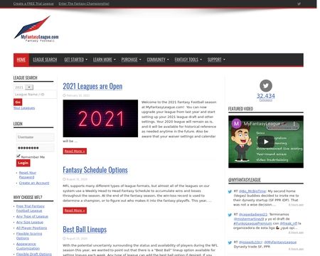 website thubmnail of MyFantasyLeague