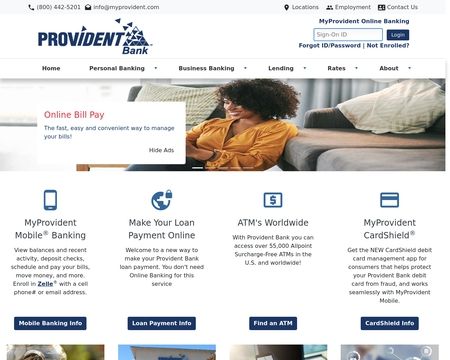 website thubmnail of Provident Bank
