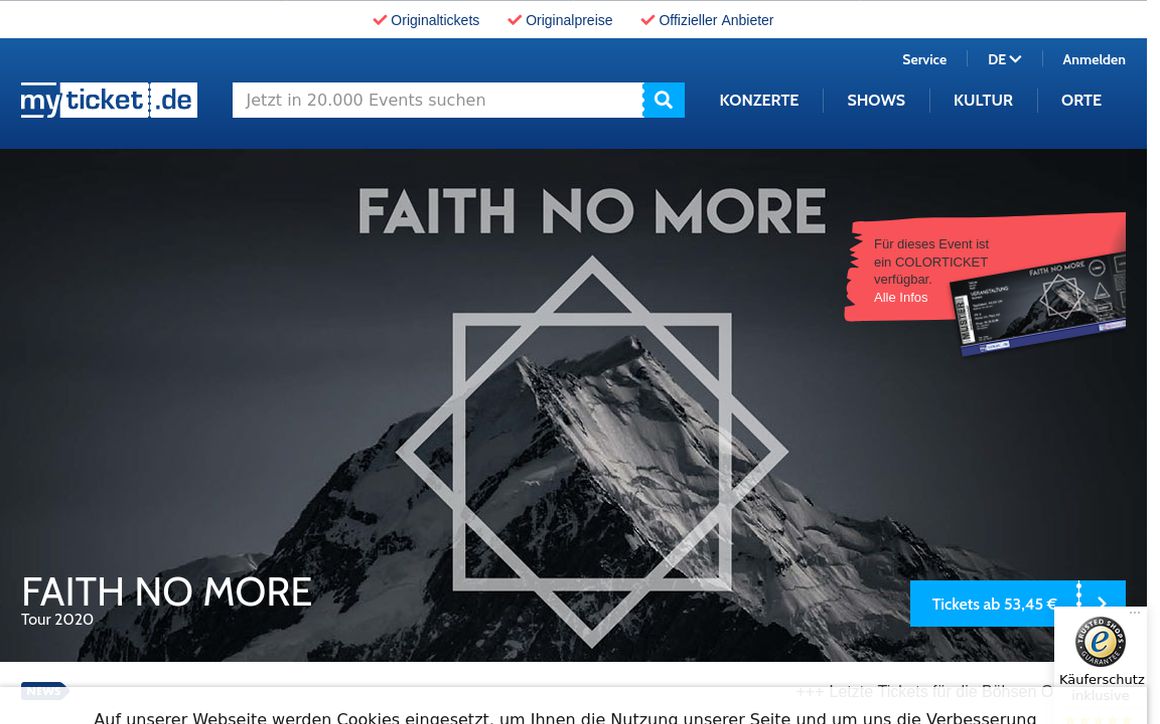 website thubmnail of Myticket.de