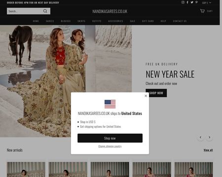 website thubmnail of Nandika Sarees UK