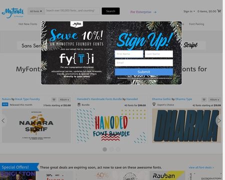 website thubmnail of New.Myfonts