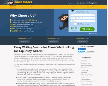 website thubmnail of Ninja Essays
