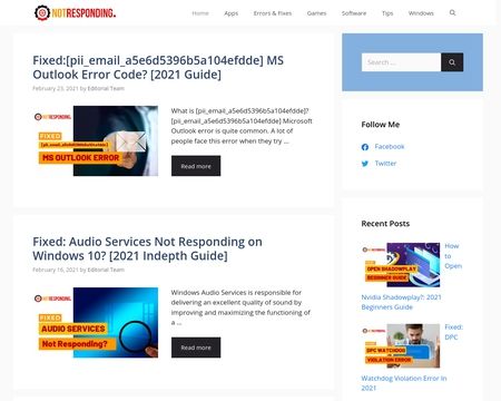 website thubmnail of Notresponding.us