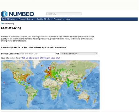 website thubmnail of Numbeo