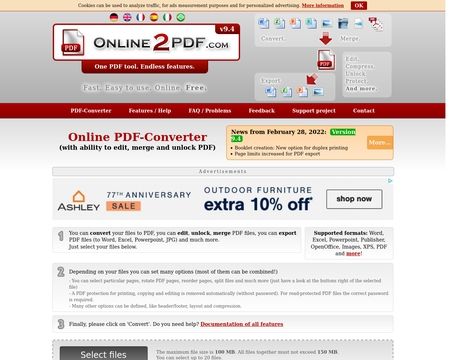 website thubmnail of Online2pdf