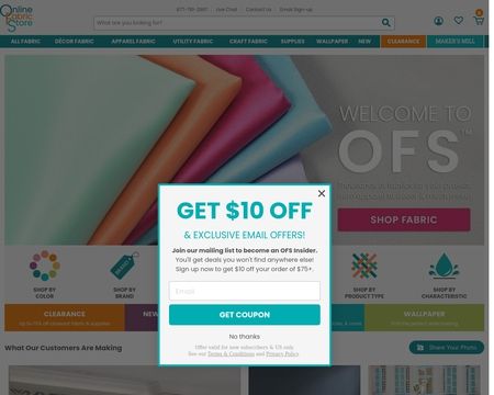 website thubmnail of Online Fabric Store
