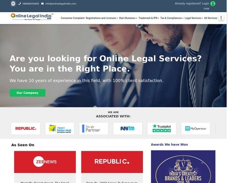 website thubmnail of Online Legal India