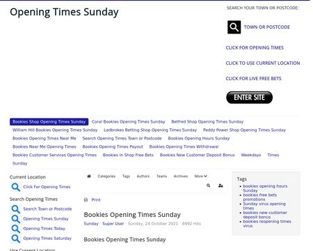 website thubmnail of Openingtimessunday.co.uk
