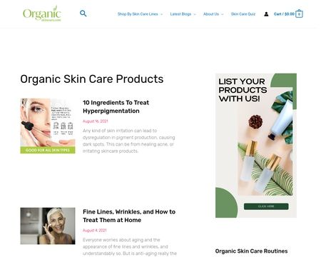 website thubmnail of OrganicSkincare.com