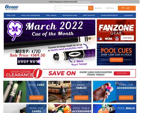 website thubmnail of Ozone Billiards