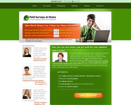 website thubmnail of Paid Surveys at Home
