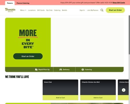 website thubmnail of Panera Bread