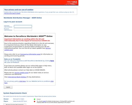 website thubmnail of Parcelforce.net