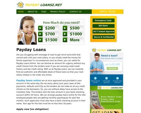 website thubmnail of Paydayloansz.net