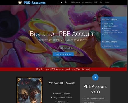 website thubmnail of Buy League Of Legends PBE Account