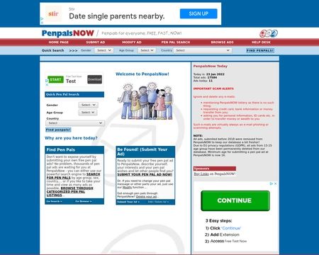 website thubmnail of penpalsnow