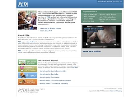 website thubmnail of Petafoundation.org