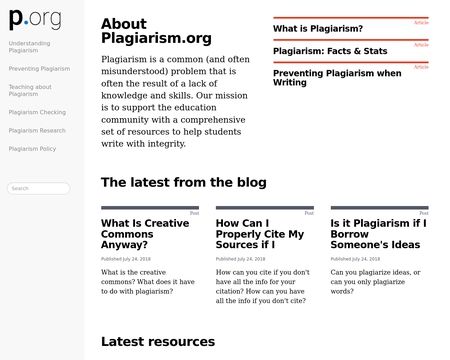 website thubmnail of Plagiarism.org