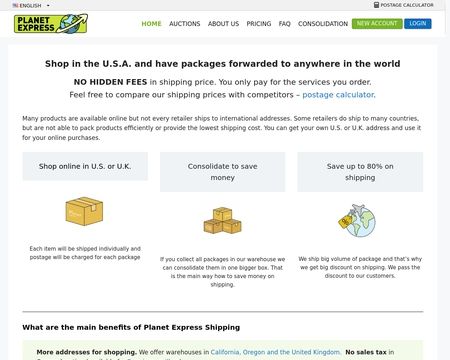 website thubmnail of Planet Express