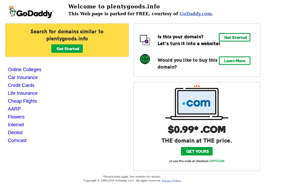 website thubmnail of Plentygoods.info